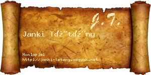 Janki Tétény névjegykártya
